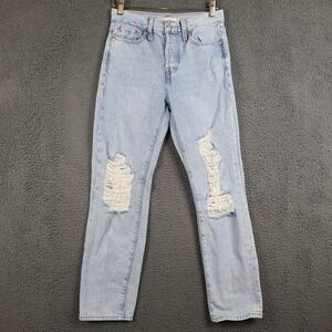 Levis Wedgie Straight High Rise Distressed Light Wash Jeans Size 25 Distressed
